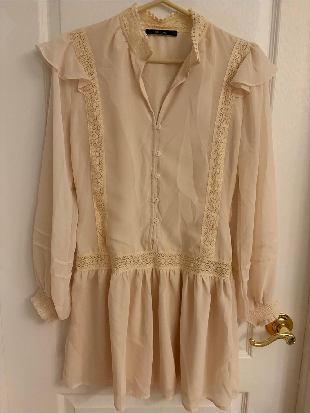 Deluc Cream Ruffle & Lace Women’s Dress